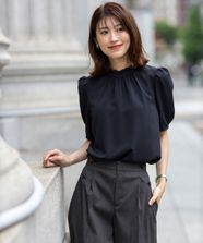 【オンワード】 any SiS>トップス 【洗える】フリルネックスタンド ブラウス ネイビー 2 レディース