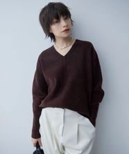 【オンワード】 ICB>トップス 【洗える】コットンシェニール Vネックニット バーガンディ S レディース
