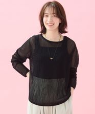 【オンワード】 any FAM>トップス 【アンチピリング】メッシュニットプルオーバー ブラック F レディース