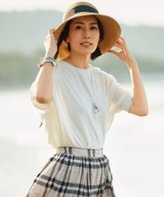 【オンワード】 自由区>トップス 【カタログ掲載・接触冷感・UVケア・洗える】ドレーピードルマンスリーブ ニットソー オフホワイト 38 レディース