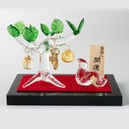 しあわせ願う開運金箔入り 金の成る木と巳の和硝子【送料無料】
