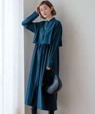【オンワード】 23区 L（大きいサイズ）>ワンピース 【洗える】TWマットクロス シャツワンピース ダークグリーン 44 レディース