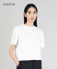 【オンワード】 23区 S（小さいサイズ）>トップス 【エステータ】スーピマコットン プレミアムジャージー 半袖クロップド丈Tシャツ ホワイト 32 レディース
