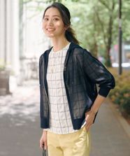 【オンワード】 J.PRESS LADIES>トップス 【WEB限定カラーあり・洗える】SHEER LIGHT KNIT ラメ パーカー ネイビー L レディース