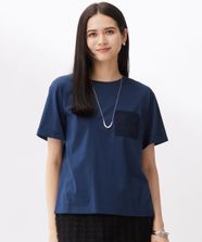 【オンワード】 自由区>トップス 【カタログ掲載・洗える】クロッシェポケット Tシャツ コバルトブルー 38 レディース