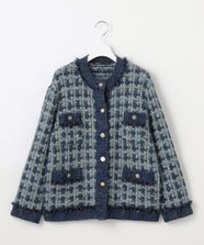 【オンワード】 自由区>トップス 【PREMIUM KNIT COLLECTION】ミックスツイードニット ジャケット ブルー 38 レディース