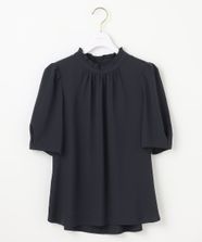 【オンワード】 any SiS L（大きいサイズ）>トップス 【洗える】フリルネックスタンド ブラウス ネイビー 4 レディース