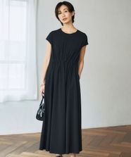【オンワード】 ICB L（大きいサイズ）>ワンピース 【ASUMI・MANAMIコラボ 丈が選べる】タックデザインワンピース ブラック LR レディース