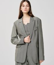 【オンワード】 uncrave>ジャケット/アウター ヘリンボーンスーツ ジャケット（uncrave WHITE） へリンボーンブラック 1 レディース