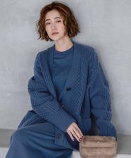【オンワード】 23区 S（小さいサイズ）>トップス 【杏さん着用/洗える】ウールカシミヤ アランパターン カーディガン ダルブルー 32 レディース
