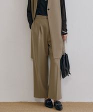 【オンワード】 ICB L（大きいサイズ）>パンツ 【洗える】ウール2WAYストレッチ ワイドストレートパンツ フォーン 42 レディース