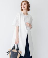 【オンワード】 23区 L（大きいサイズ）>ジャケット/アウター 【セットアップ対応】トロピカル2WAYストレッチ Vネック ノーカラー ジレ ホワイト 46 レディース