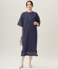 【オンワード】 自由区>ワンピース 【洗える】ハイツイストコットンアセテート ワンピース インディゴブルー 38 レディース