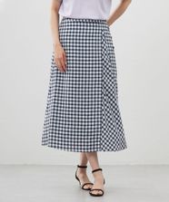 【オンワード】 J.PRESS LADIES>スカート 【洗える】アセVisギンガム フレアー スカート ネイビー 7 レディース