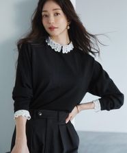 【オンワード】 23区>トップス 【洗える】エンブロイダリーニット ブラック 40 レディース