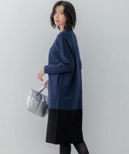 【オンワード】 23区>ワンピース 【WEB & 一部店舗限定カラーあり/洗える】ミラノリブ バイカラーニットワンピース ネイビー×ブラック 40 レディース