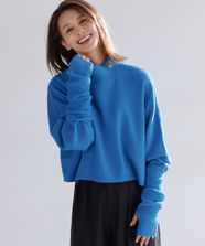 【オンワード】 UNFILO>トップス 【洗える】ふわふわニット クロップドハイネック ブルー S レディース