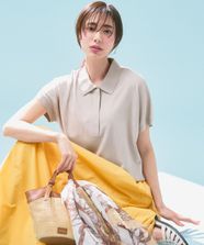 【オンワード】 23区>トップス 【洗える】レーヨンポリエステルストレッチ フレンチスリーブ ポロニット ベージュ 38 レディース