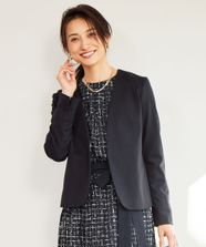 【オンワード】 自由区>ジャケット/アウター 【好評につき追加生産/洗える】WASHABLEPONTE ノーカラージャケット ネイビー 38 レディース