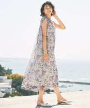 【オンワード】 自由区 L（大きいサイズ）>ワンピース 【カタログ掲載・洗える】ボタニカルフラワープリント ワンピース エクリュ 44 レディース