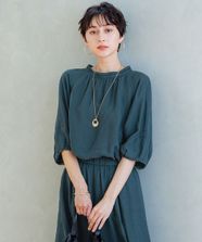 【オンワード】 23区>トップス 【洗える】LIBECOリネン ボリュームスリーブ ブラウス ダークグリーン 38 レディース