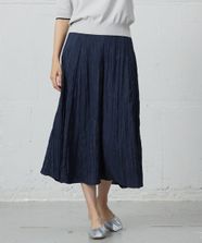 【オンワード】 J.PRESS LADIES S（小さいサイズ）>スカート 【洗える】リンクルリッド フレアー スカート ネイビー P3 レディース