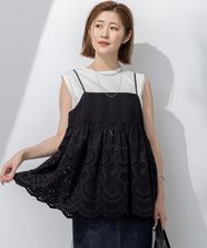 【オンワード】 23区>トップス 【洗える】コットンエンブロイダリー キャミソール ブラック 38 レディース