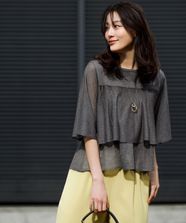 【オンワード】 any SiS L（大きいサイズ）>トップス 【洗える】フリルシアー ニット グレー 4 レディース
