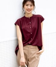 【オンワード】 any SiS S（小さいサイズ）>トップス 【接触冷感・UVカット・洗える】ハイストレッチスムース2WAY ブラウス ボルドー 0 レディース