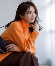 【オンワード】 自由区>トップス 【洗える】ウールカシミヤブレンドハイネック ニット パーシモンオレンジ 38 レディース