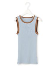 【オンワード】 ICB L（大きいサイズ）>トップス 【洗える】オーガニックリブタンク カットソー サックスブルー L レディース