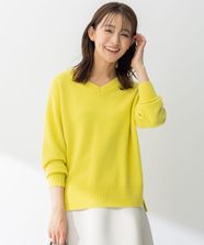 【オンワード】 組曲 L（大きいサイズ）>トップス 【洗える】カシミーVネック ニット イエロー 6 レディース