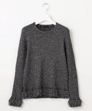 【オンワード】 自由区>トップス 【PREMIUM KNIT COLLECTION】フリンジリブ ニット グレーミックス 38 レディース