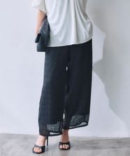 【オンワード】 ICB>パンツ スクエアチェックレノクロス ワイドストレートパンツ ブラック 0 レディース