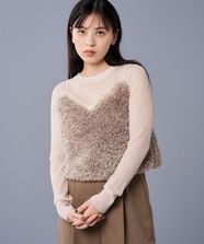 【オンワード】 uncrave>トップス 【手洗い可】シープライク ファー ビスチェ（uncrave STANDARD） グレージュ 1 レディース