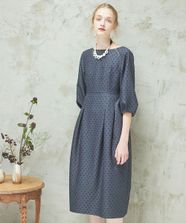 【オンワード】 TOCCA>ワンピース 【洗える】NIGHT CURTAIN ドレス グレー×ドット柄 4 レディース
