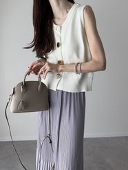 【fifth/フィフス】【cestmignon_mauセレクト】リネンタッチボタンデザインニットベスト