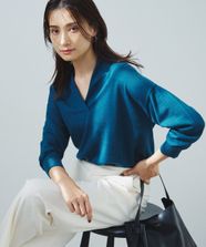 【オンワード】 23区 L（大きいサイズ）>トップス 【洗える】ウールテンジク Vネック ニット ダークグリーン 44 レディース