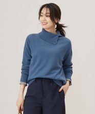 【オンワード】 J.PRESS LADIES S（小さいサイズ）>トップス 【洗える】SOFT TOUCH WOOL リブ切り替え ニット ダルブルー S レディース