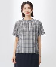 【オンワード】 J.PRESS LADIES>トップス 【洗える】シアーストライプ＆チェック ブラウスライク カットソー グレーチェック M レディース