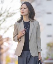 【オンワード】 J.PRESS LADIES>ジャケット/アウター 【セットアップ対応】セルロースリネンストレッチ テーラード ジャケット ベージュ 9 レディース
