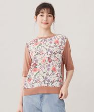 【オンワード】 自由区>トップス 【アンサンブル対応・洗える】マラケシュフラワープリント半袖 ニットプルオーバー マルチ 40 レディース
