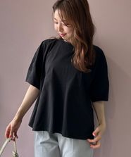 【オンワード】 UNFILO>トップス ランタンスリーブ Tシャツ ブラック S レディース