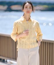 【オンワード】 J.PRESS LADIES>トップス 【洗える】SHEER チェック シャツ ブラウス マリーゴールド 11 レディース