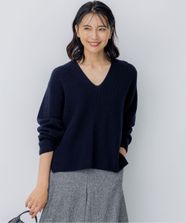 【オンワード】 23区 L（大きいサイズ）>トップス 【洗える】ウールミドルゲージ Vネック ニット ネイビー 44 レディース