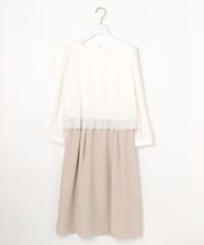 【オンワード】 any SiS S（小さいサイズ）>ワンピース 【洗える】レースコンビバックサテン ワンピース ベージュ 0 レディース