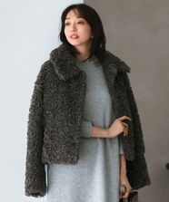 【オンワード】 23区 L（大きいサイズ）>ジャケット/アウター ECOPEL カーリーファー ブルゾン グレー 46 レディース