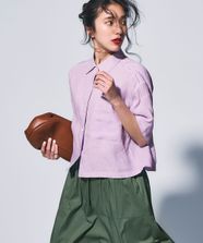 【オンワード】 23区 L（大きいサイズ）>トップス 【Oggi7月号掲載/洗える】LIBECOリネン クロップド デザイン シャツ ラベンダー 44 レディース