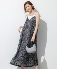 【オンワード】 23区 L（大きいサイズ）>ワンピース 【先行予約/洗える】アンティークフラワープリント キャミソールワンピース ブラックベース 48 レディース