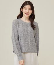 【オンワード】 any SiS S（小さいサイズ）>トップス 【洗える】透かし編みスパンコール ニット ライトグレー 0 レディース